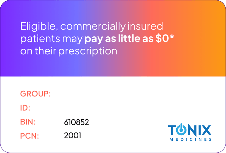 Tonmya Shell Start & Save on Tonmya™ (cyclobenzaprine HCI) sublingual tablets 2.8mg